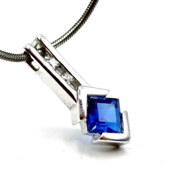 Jewelry - Royal Blue Topaz .925 Pendant & Chain 16 3/4”
